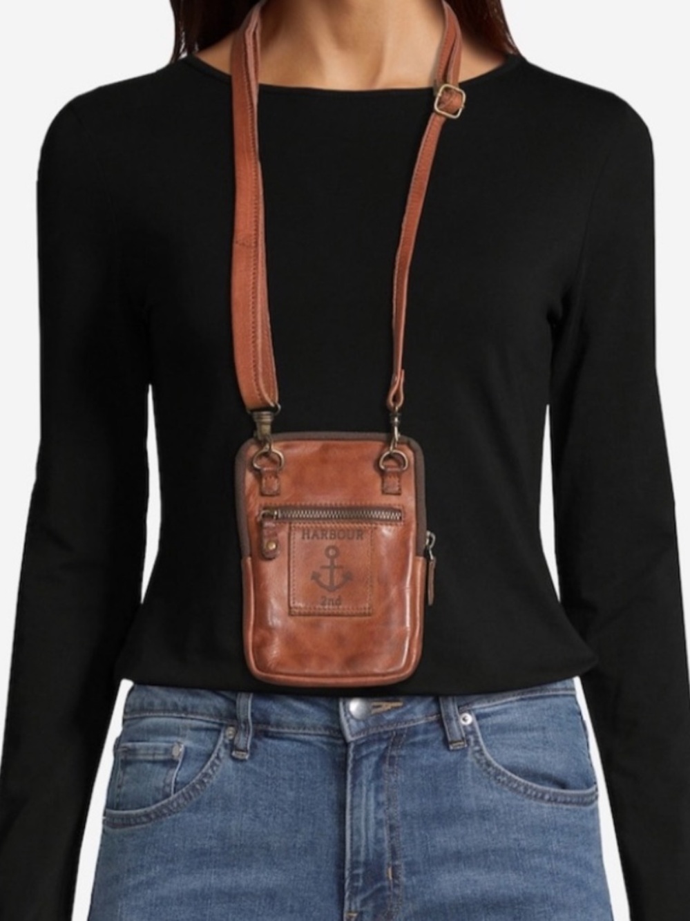 Harbour 2nd Benita distressed brown leather small crossbody